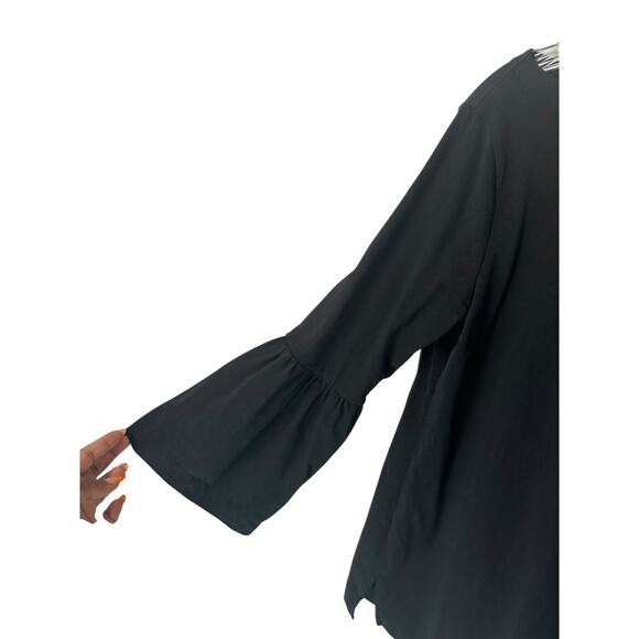 J.Crew Shirt Black Basic Classic Casual Work Crewneck Bell Sleeve Large - Picture 5 of 10